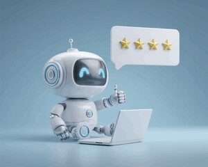 벡터 스타일 AI 로봇, 긍정적 제스처, 간단한 디자인