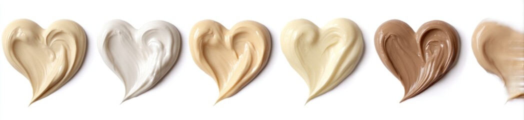 Obraz premium Heart-shaped swatches of different foundation shades