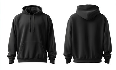 Front and back view of a black hoodie (4)