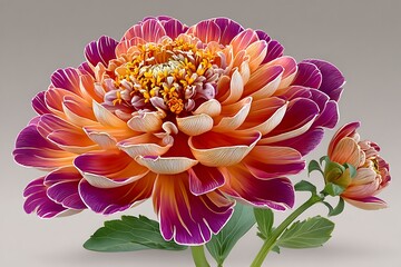 Vivid red and pink zinnia blossom high resolution picture