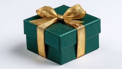 Emerald green gift box with gold ribbon bow (2)