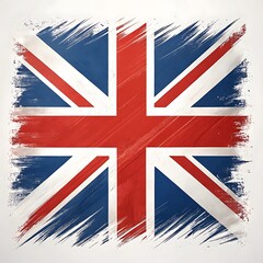 Stylized union jack flag with distressed edges artistic rendering