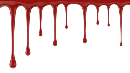 Red liquid dripping isolated on transparent background