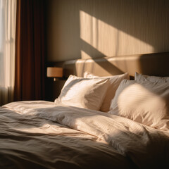 bed in hotel room