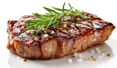 Grilled steak with rosemary