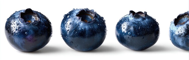 Close-up of three fresh blueberries