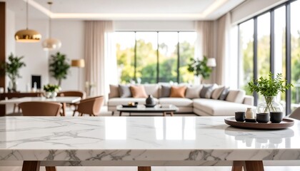 Luxury Home Interior Modern Living Room with Marble Table with Elegant Design.