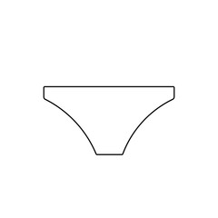 A large black outline women's underpants symbol on the center. Illustration on transparent background