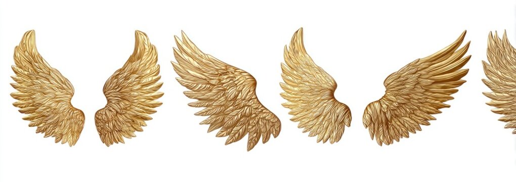 Gold angel wings arranged horizontally