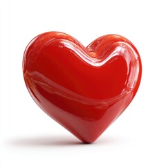 Glossy red heart on white