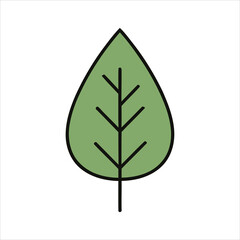Stylized green leaf vector illustration, a simple symbol for nature, ecology, and organic concepts on an isolated white background