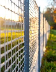 White mesh fence at sunset