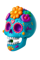 Cheerful Blue Sugar Skull Art