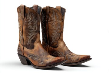 Pair of brown leather cowboy boots (1)