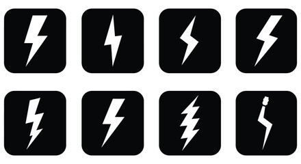 Black and white lightning bolt icons arranged in a grid pattern