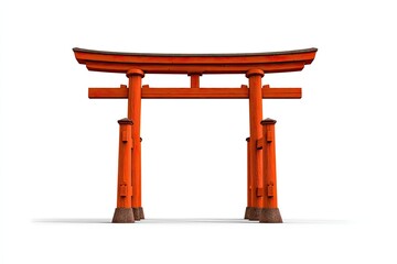 Red Japanese Torii Gate, isolated on white