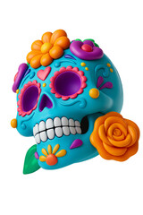 Vibrant Blue Sugar Skull Rose