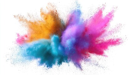 Colorful powder explosion against white background (10)