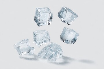 Obraz premium Clear ice cubes levitating