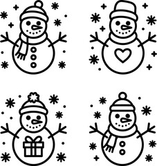 Christmas seamless pattern with cute snowman illustration for holiday and winter design