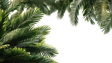 Obraz premium Palm fronds frame a white background (3)