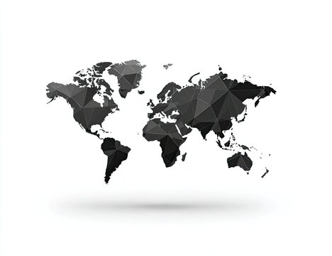 A polygonal world map in grayscale