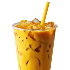 Close-up of iced tea drink in clear plastic cup