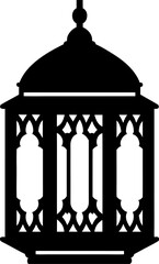 Lantern Silhouette Vector | Vintage Lamp Icon | Festival Light Illustration