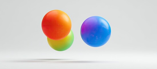Three vibrant, gradient-filled spheres hover against a plain white background