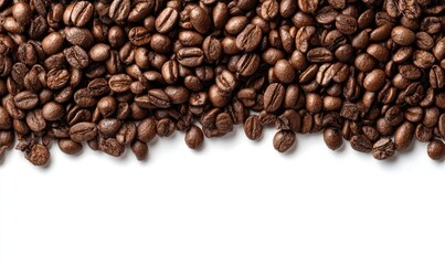 Roasted coffee beans on white background