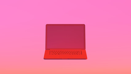 Red Laptop Pink Gradient Background 3d illustration