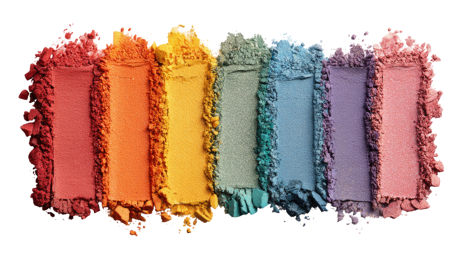 Crushed eyeshadow colors in a rainbow spectrum