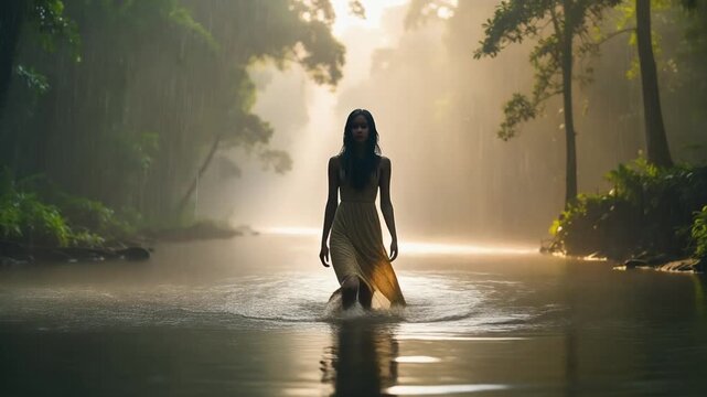 Portrait B-Roll of Young Woman Turning and Walking Toward Camera &mdash; Cinematic Look, Strong Eye Contact