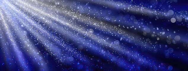 Abstract glowing light beams on a dark blue background