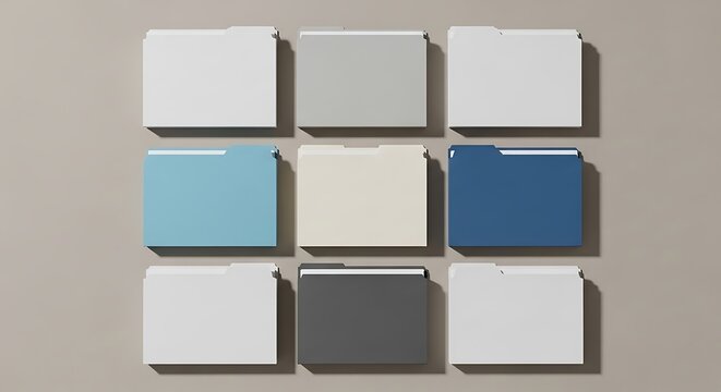 Arrangement of colorful file folders for organized digital workplace