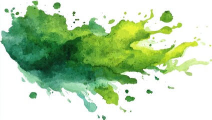 Obraz premium Abstract watercolor splatter, shades of green and yellow