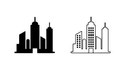 Obraz premium City skyline icons in silhouette and outline style.