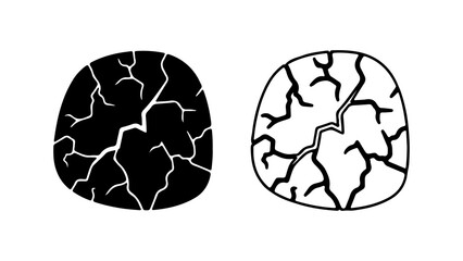 Cracked Surface Texture Black and White Illustration.