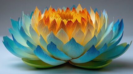 Vibrant lotus flower, gradient colors,  close-up