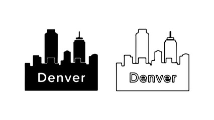 Naklejka premium Denver Skyline Silhouette Cityscape Vector Illustration.