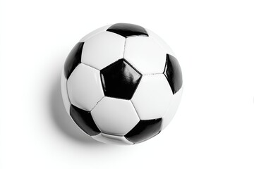 Fototapeta premium Soccer ball, black and white, overhead view