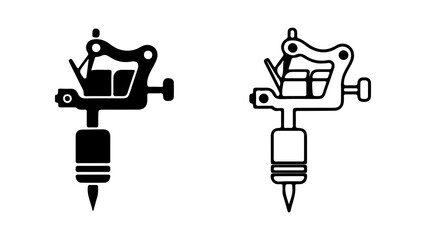 Detailed illustration of tattoo machine in black and white perfect for design.