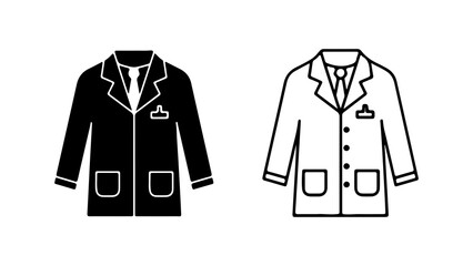 Doctor lab coat icon set in solid and outline style.