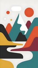 Obraz premium Abstract Geometric Mountain Landscape