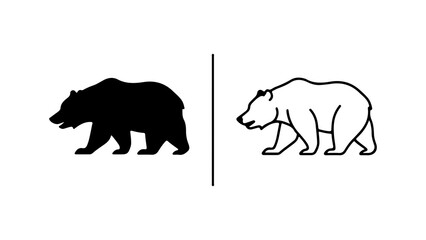 Dual Bear Silhouette Contrasting Black and White Bear Illustrations.