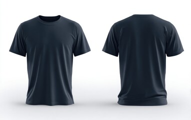 Dark navy blue t-shirt, front and back views (2)
