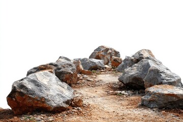 Rocks and dirt path, isolated