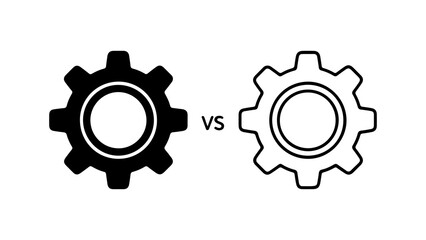Gear Comparison Solid vs Outline Cogwheel Design.