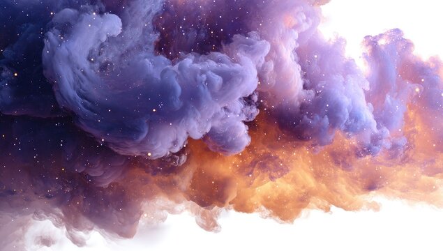 Abstract swirling clouds of purple and orange smoke