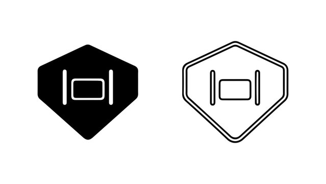 Hexagonal Icons with Rectangle and Vertical Lines.